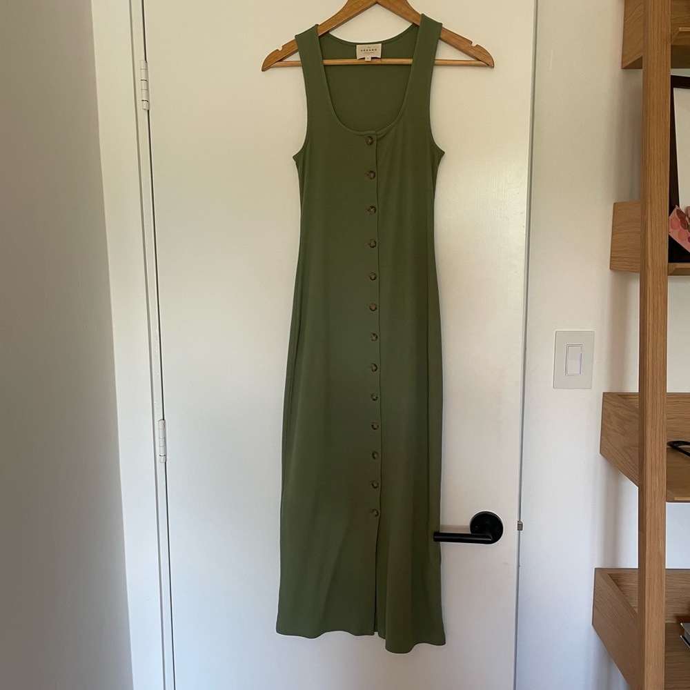 NWOT Sezane Green Button-Down Midi Dress